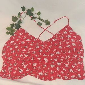 Forever 21. Halter top. Red w/floral. Size Large. Great Condition.